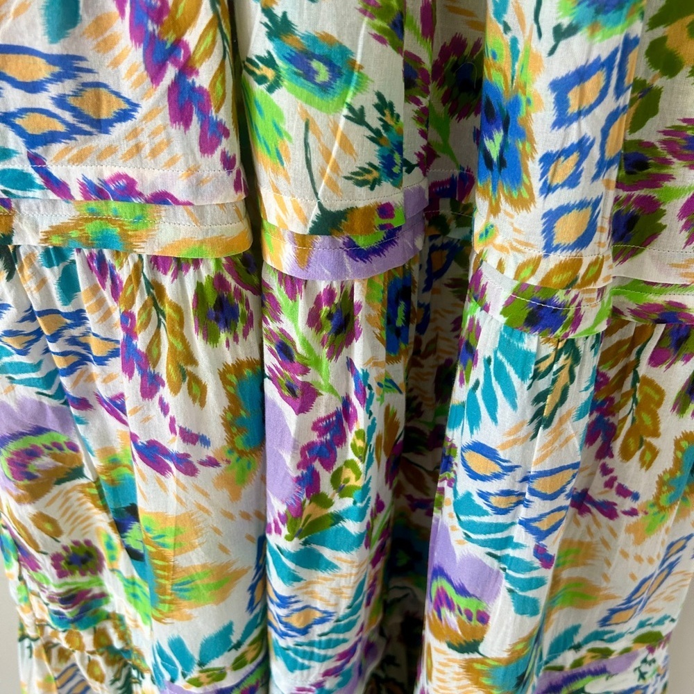 Johnny Was Ikat Bloom Tiered Floral Print Midi Dress Size Small - Picture 8 of 12